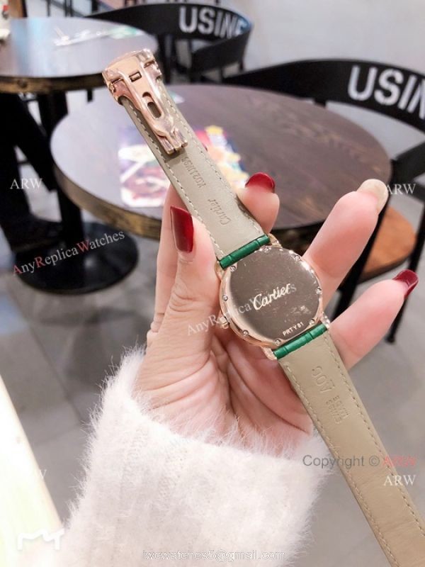 Cartier Rose Gold Green Dial 33mm Watch Swiss Quality Cartier Watch Lady 5