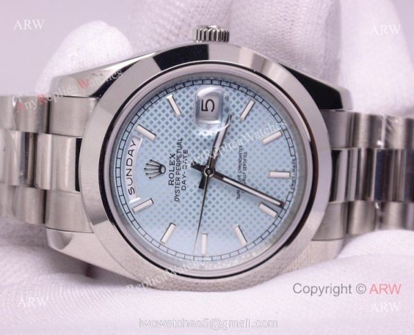Copy Rolex Day-Date 40mm SS Ice Blue Dial Standard Markers Watch 5