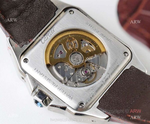 Swiss Grade Replica Cartier Santos 9100 Black Leather Watch 5