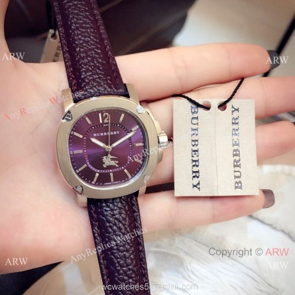 New Style Copy Burberry Lady watch Rose Gold Gray Face 5
