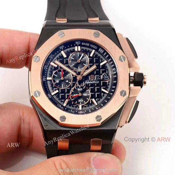 Japan Grade Audemars Piguet Royal Oak Offshore Replica Wristwatch Rose Gold Black Rubber 5