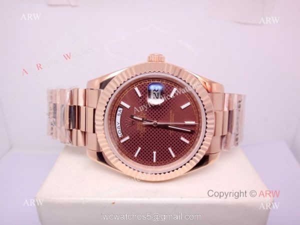 Rolex Day Date President Replica 40mm Watch All Rose Gold Chocolate Dial 5