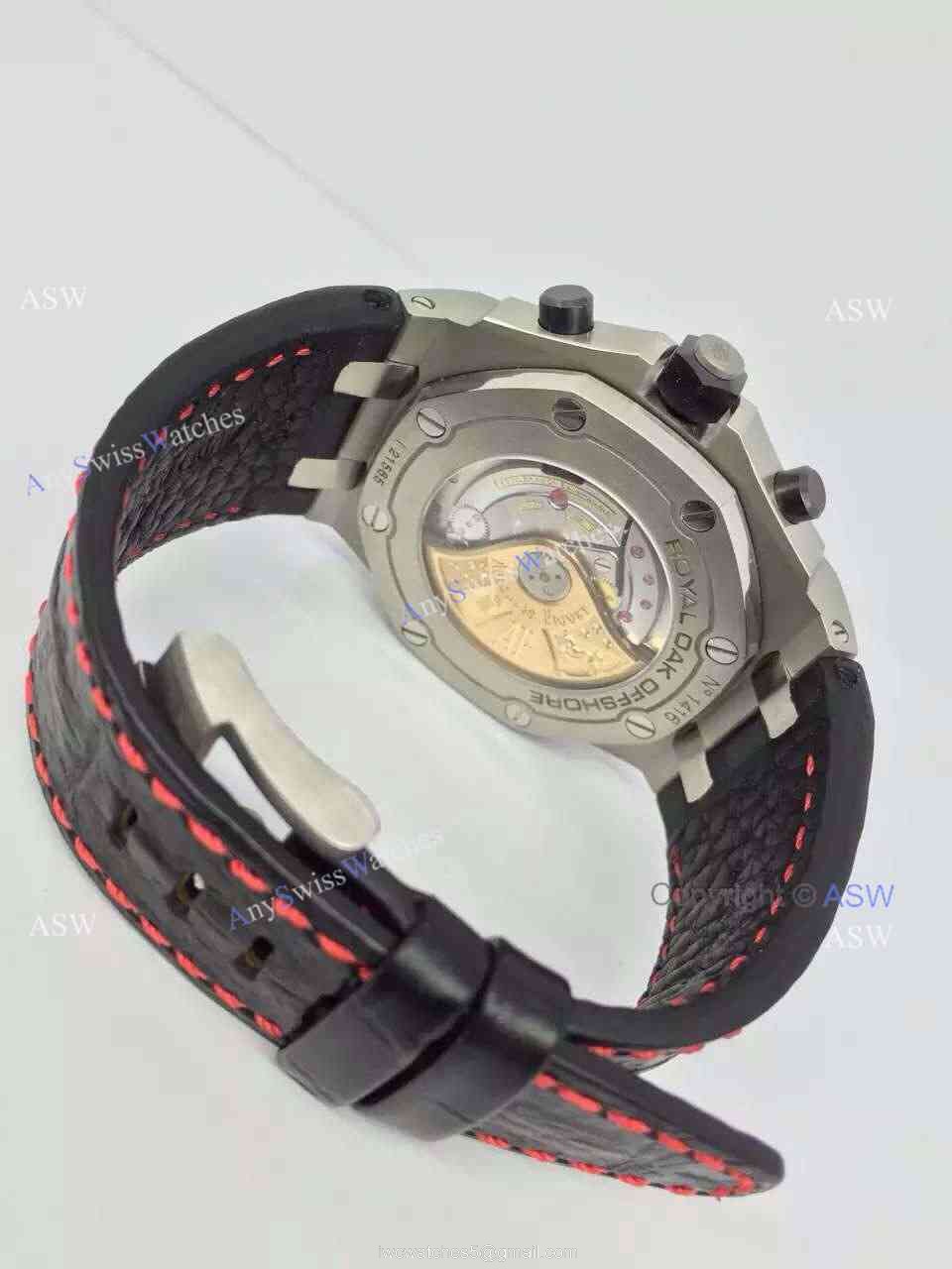 Swiss 3126 Replica Audemars Piguet Black Dial Number Black Leather 5