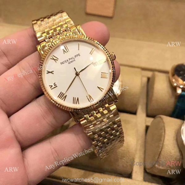 Best Replica Patek Philippe calatrava Men Watch All Gold White Dial 5