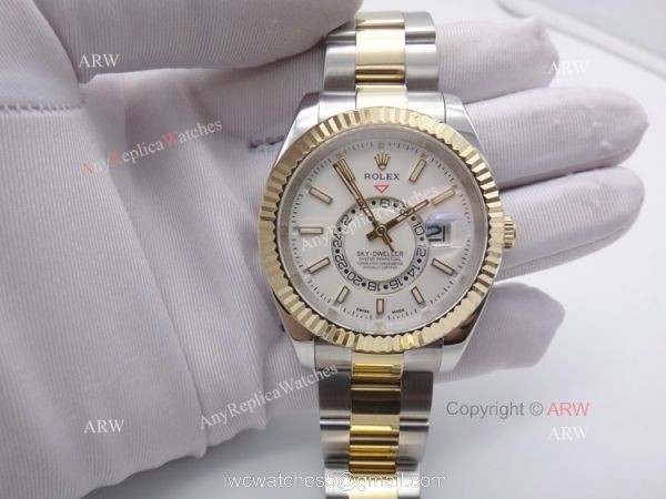 Rolex Oyster Perpetual Sky Dweller Replica Watch 2-Tone White 42mm 5