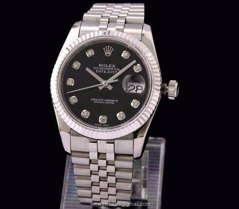ROLEX DATEJUST SWISS ETA3135 WATCH BLACK DIAL DIAMOND MARKER 5