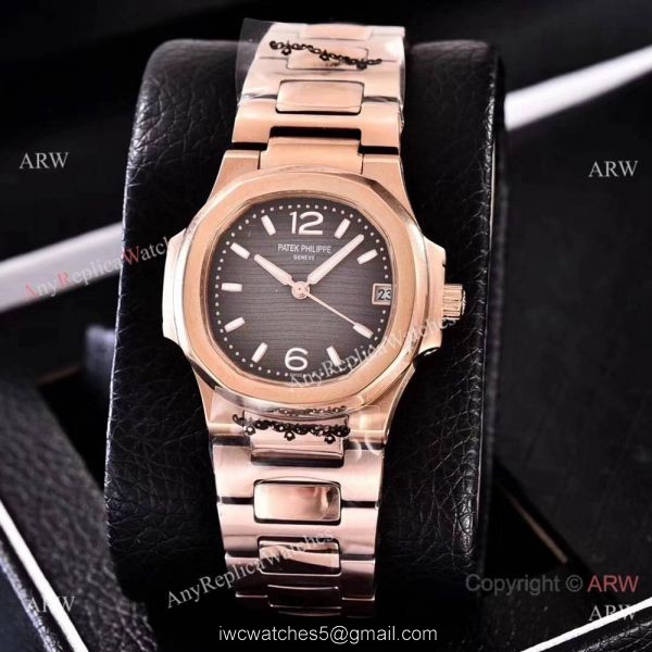 Swiss Quality Replica Patek Philippe Nautilus Womens Watch Rose Gold White Face 5