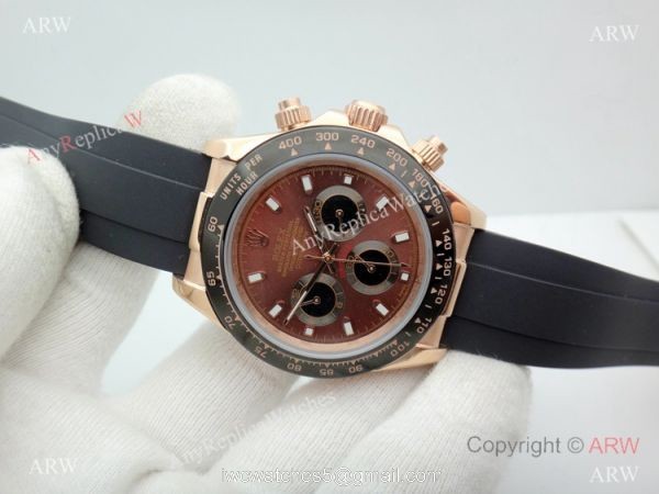 New Rolex Daytona Chocolate Replica Wath Oysterflex Rubber Strap 5