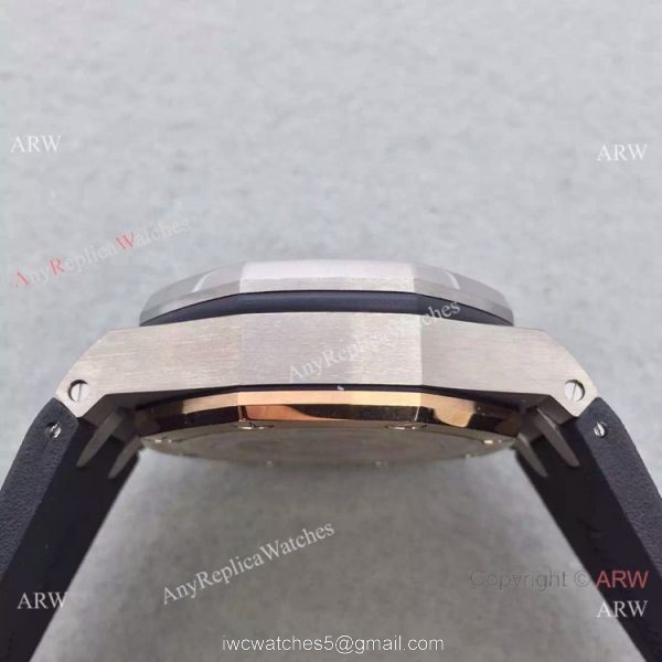 Swiss 3126 Audemars Piguet Replica Watch SS Rose Gold Inner Rubber Strap 5