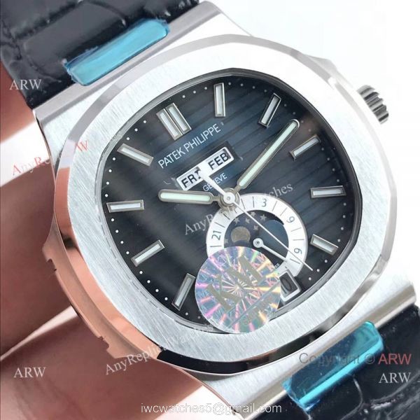 Swiss Patek Philippe Nautilus Day Date Blue Dial Watch Replica 5
