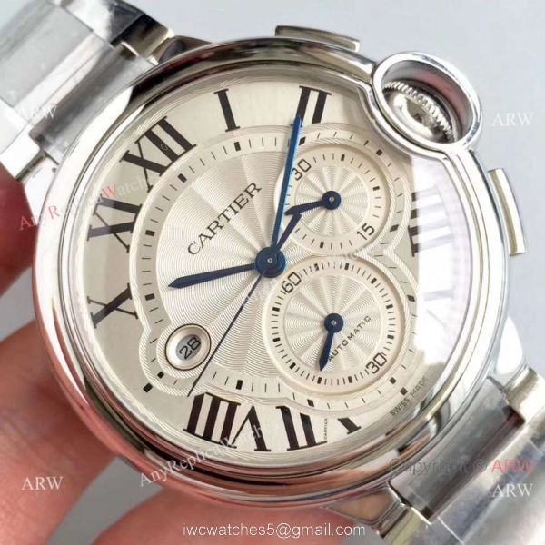 Copy Ballon Bleu Cartier Chronograph Watch Stainless Steel 5