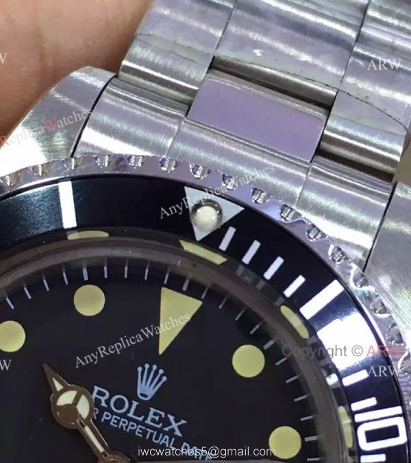New Single Red Rolex Vintage Submariner Replica Watch Black Dial Thick Plexiglass Crystal 5