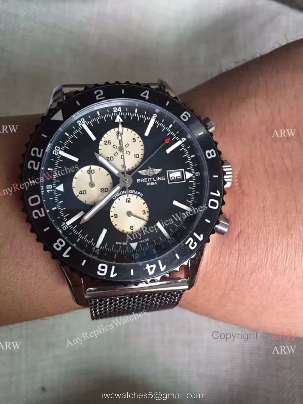 New 2016 Breitling CHRONOLINER SS Black Chronograph Dial Replica Watch 5
