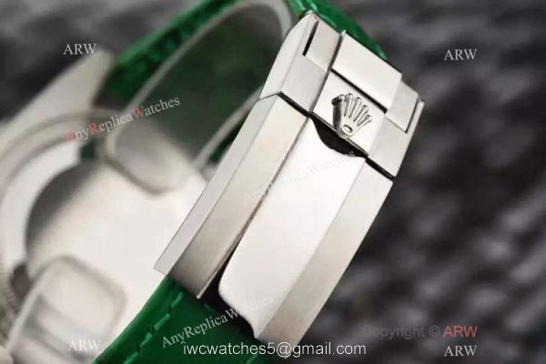 Replica Swiss Rolex Submariner Tourbillon Green Leather Watch 2016 New 5