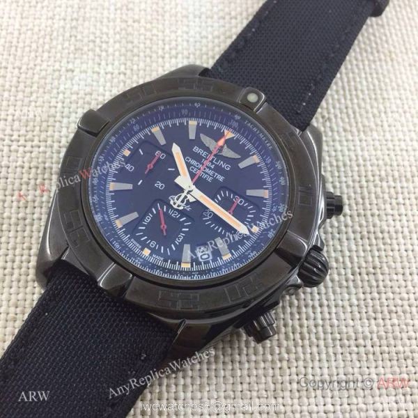 Copy Breitling Chronomat B01 Black Case Leather Strap 46mm Watch 5