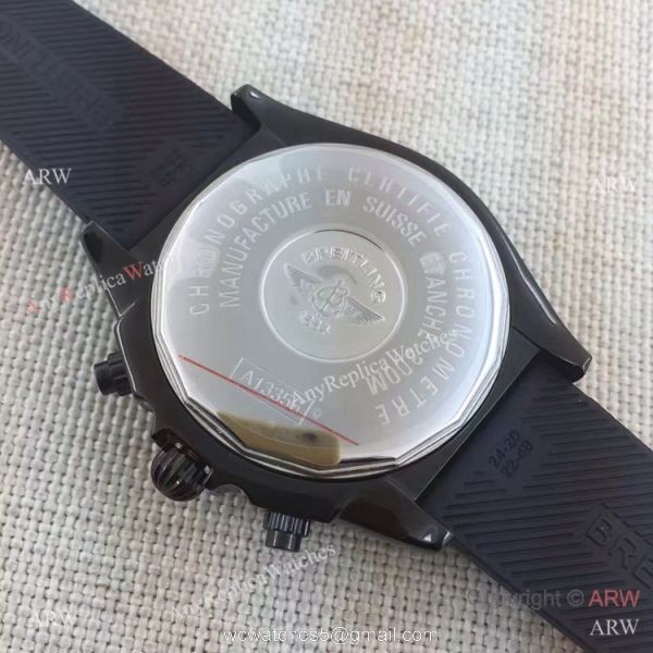 Copy Breitling Chronomat B01 Black Case RUBBER Strap Men Watch 5