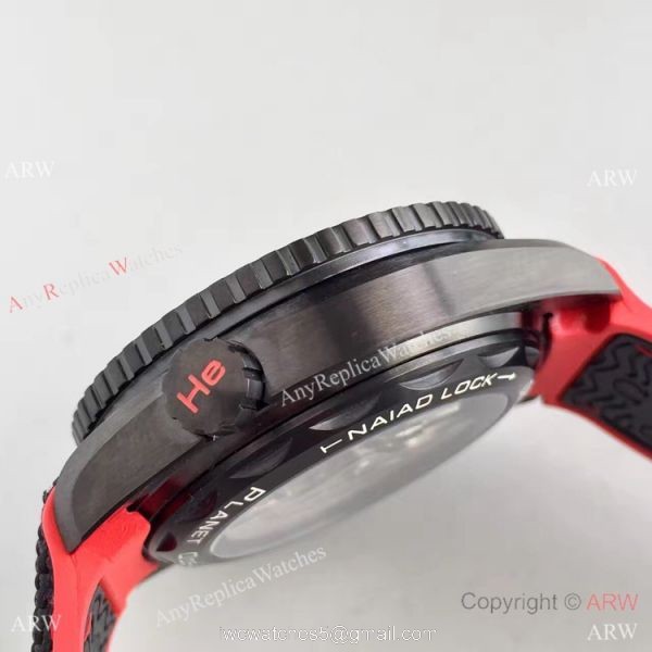 Swiss Replica Omega Seamaster Planet Ocean Deep Black GMT Ceramic Red Watch 5