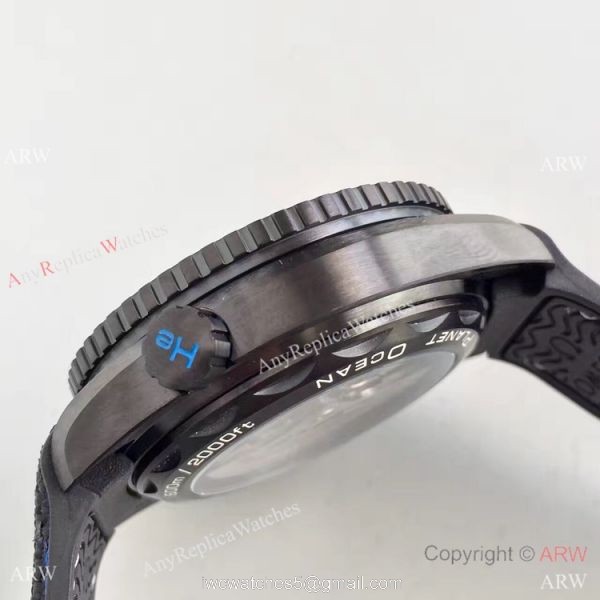 Swiss Replica Omega Seamaster Planet Ocean Deep Black GMT Ceramic Blue Watch 5