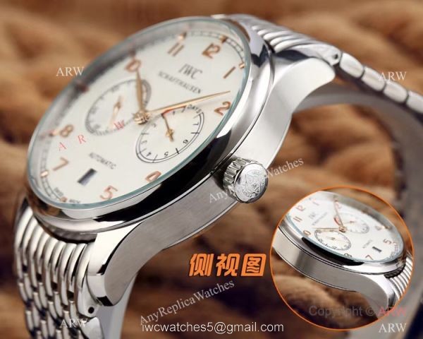 Replica IWC Portuguese 7 Days Stainless Steel White Face Mens Watch 5
