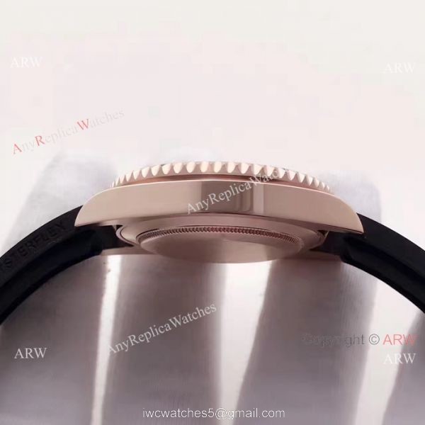 Swiss ETA2836 Rolex Submariner Rose Gold Rubber Strap Watch 40mm 5