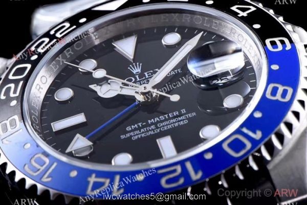 JF Factory Real Swiss ETA2836 Rolex Batman Replica Watch GMT-Master II 40mm 5