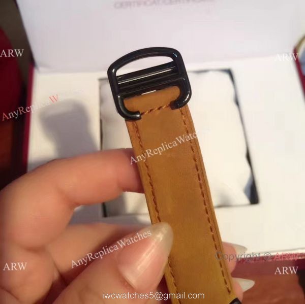 Buy Replica Cartier Ballon Bleu Automatic Watch Brown Leather ADLC coating Case 5