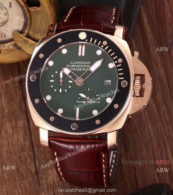 Newest Copy Panerai Luminor Submersible Power Reserve Watch Green Face 5