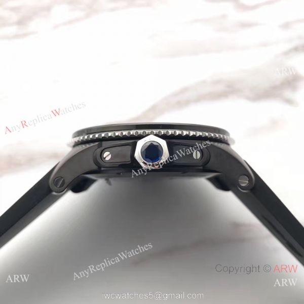 Swiss Replica Calibre De Cartier Diver Black PVD Watch Silver Fluted Bezel 5