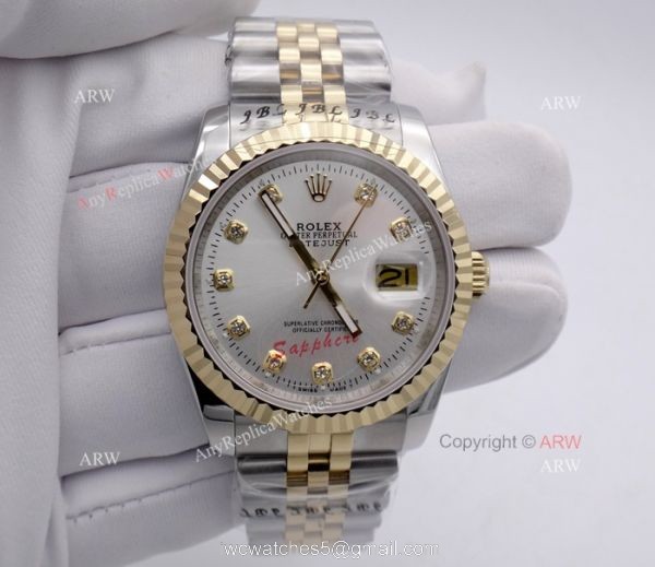 Rolex Datejust 2-Tone Jubilee Silver Diamond 36mm Watch Rolex 16233 Fake Watch 5