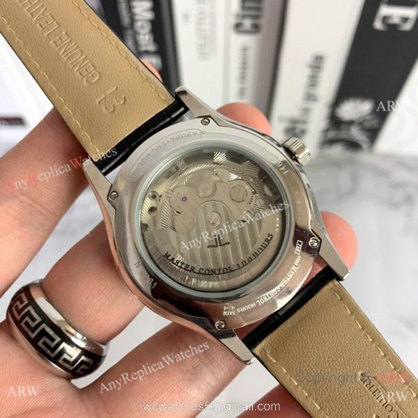 Copy Jaeger-LeCoultre Master Calendar Watch Silver Face Black Leather strap 5