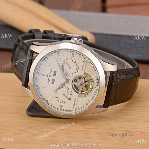 Fake Jaeger-LeCoultre Perpetual Calendar 42mm Watch SS Black Dial 5