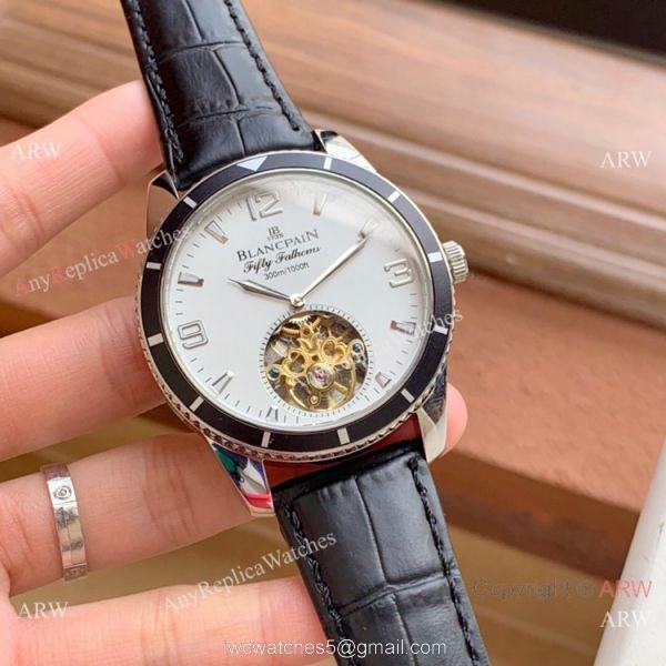 Copy Blancpain Fifty Fathoms Tourbillon Watch Rose Gold Blue bezel 5