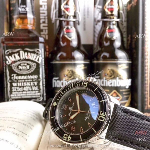 Best Replica Blancpain Womens Watch White MOP Dial Black Leather Bracelet 5