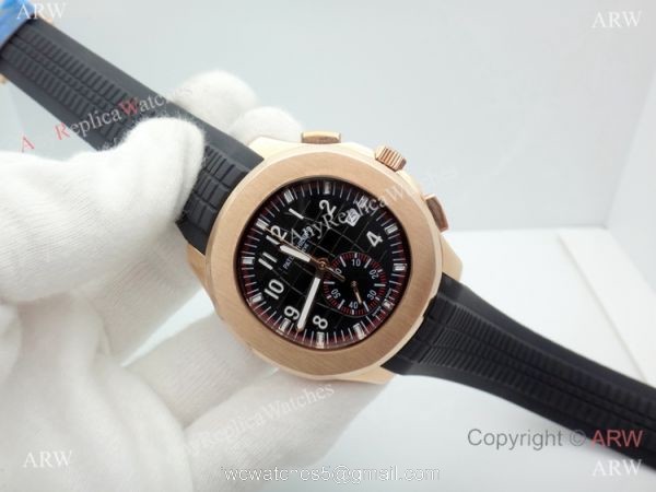 Copy Patek Philippe Aquanaut Chronograph watch Rose Gold Black Dial 5
