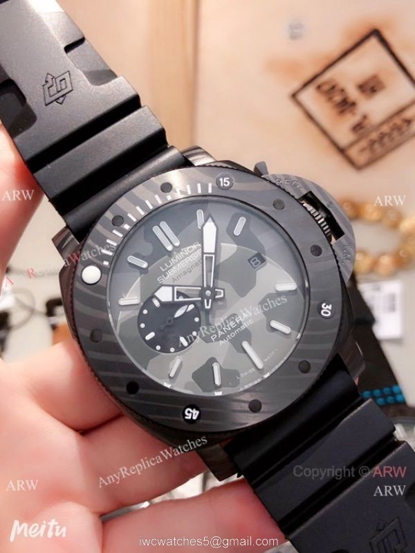 New Replica Panerai Luminor Submersible Men watches Carbotech Case Camouflage Face 5