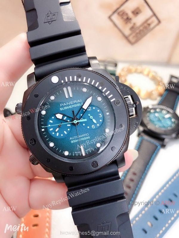 Replica Panerai PAM 983 Luminor Submersible Chrono Guillaume Nery Edition Watch Blue Dial 5