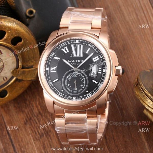 High Quality Replica Cartier Calibre de Cartier 2 Tone Rose Gold Watches 5