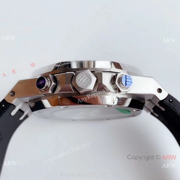 BF Replica Audemars Piguet Royal Oak Chronograph Watch White Face Rubber Strap 5