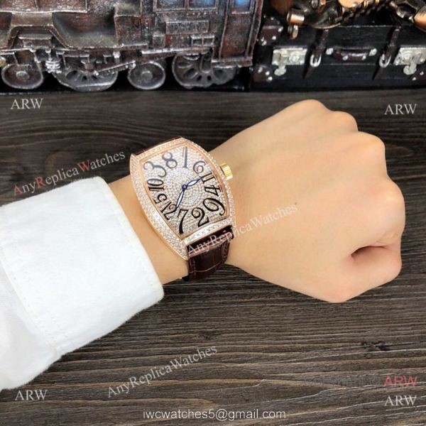 New Copy Franck Muller Crazy Hour Rose Gold Iced Out Watch 5