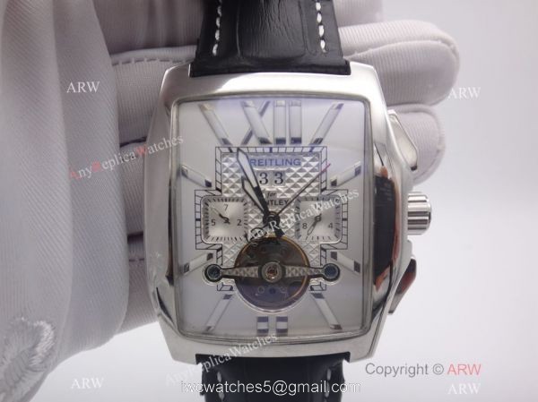 AAA Grade Replica Breitling Bentley Flying B Watch Black Leather White Dial 5