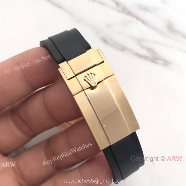 Copy Daytona Gold Case Black Rubber watch / AR Factory rolex watch 5