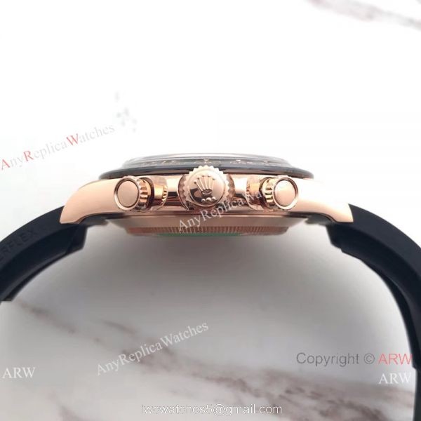 Swiss Grade Rolex Daytona Rose Gold Black Rubber Watch AR Factory 5