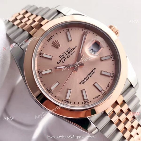 (EW) Rolex Everose Replica Watch 41mm Datejust II Rose Gold Dial Smooth Bezel 5