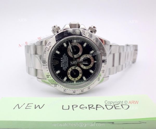 NEW UPGRADED Rolex Daytona Replica Watch -Stainless Steel Black Face 5