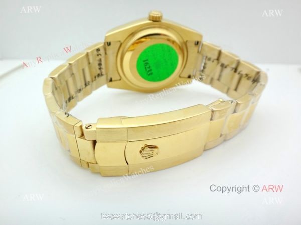 Replica Rolex Yellow Gold Black Onyx Dial Day Date Watch 5