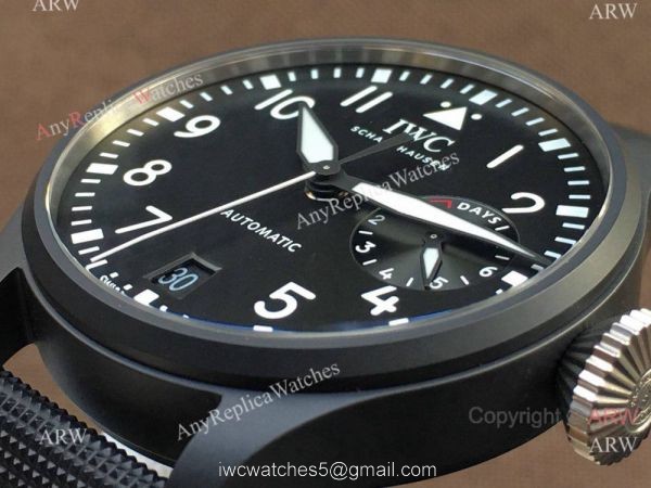 Replica IWC Big Pilot Le Petit Prince Black Case Rubber Strap 5