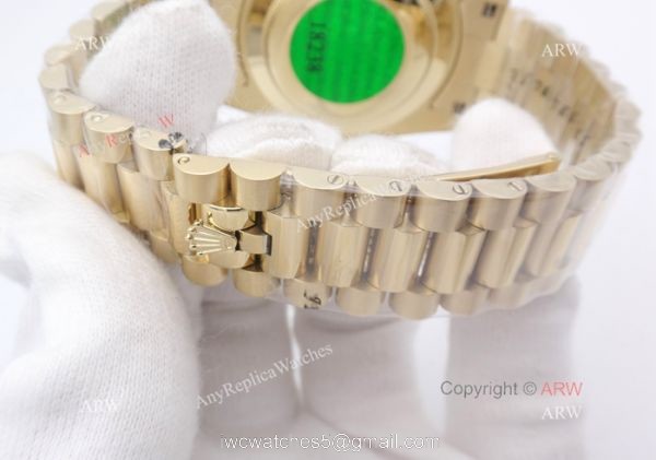 Fake Rolex Day Date Watch 40mm All Gold President Gold Roman Markers 5