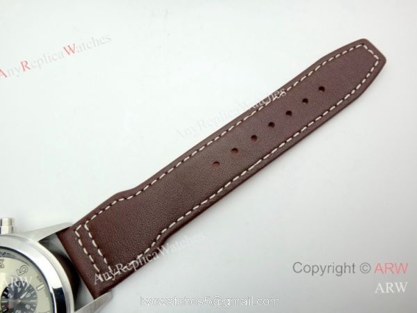 Copy Iwc Pilot Spitfire Chronograph White Dial Brown Leather Strap 5