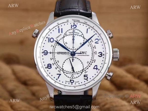 Newest Fake IWC Portugieser Rattrapante IW371215 SS Blue Markers Watch 41mm 5