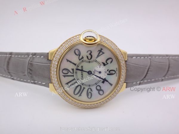 Cartier Ballon Bleu Gold Case Diamond Bezel Womens Fake Cartier Watch 5